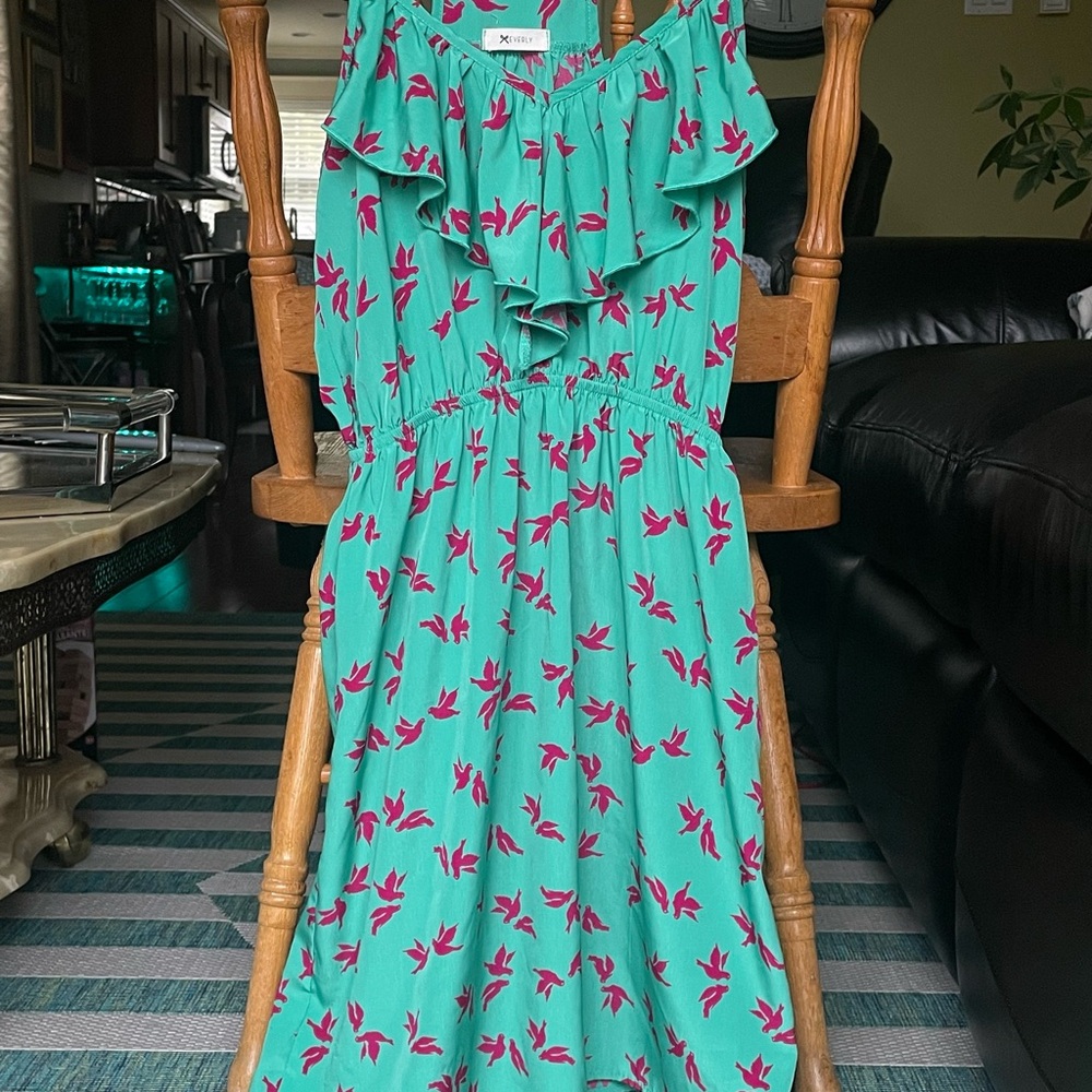 Everly Teal and Pink Floral Mini Dress